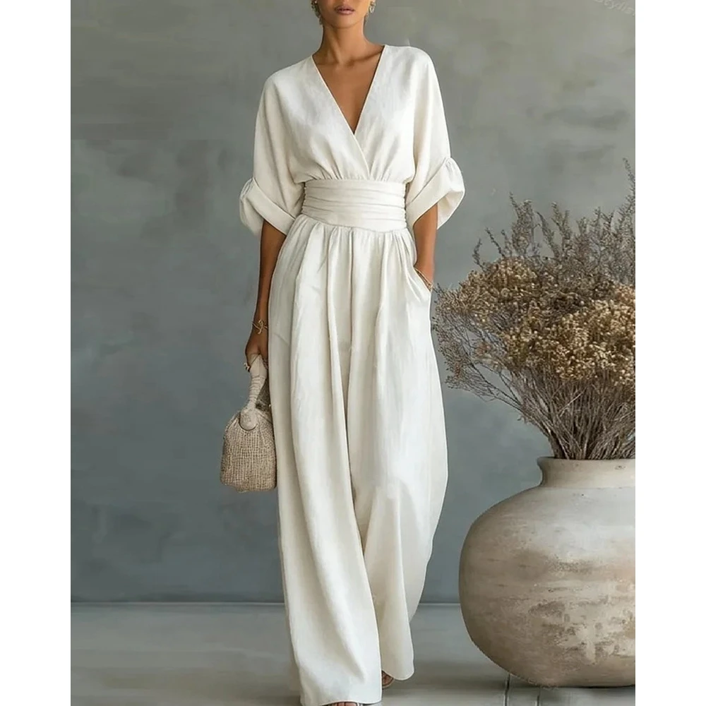 

Женский летний комбинезон с вырезами, бахромой и V-образным вырезом на груди, повседневный, с заклепками, для вечеринок, цельный, вечерний комбинезон