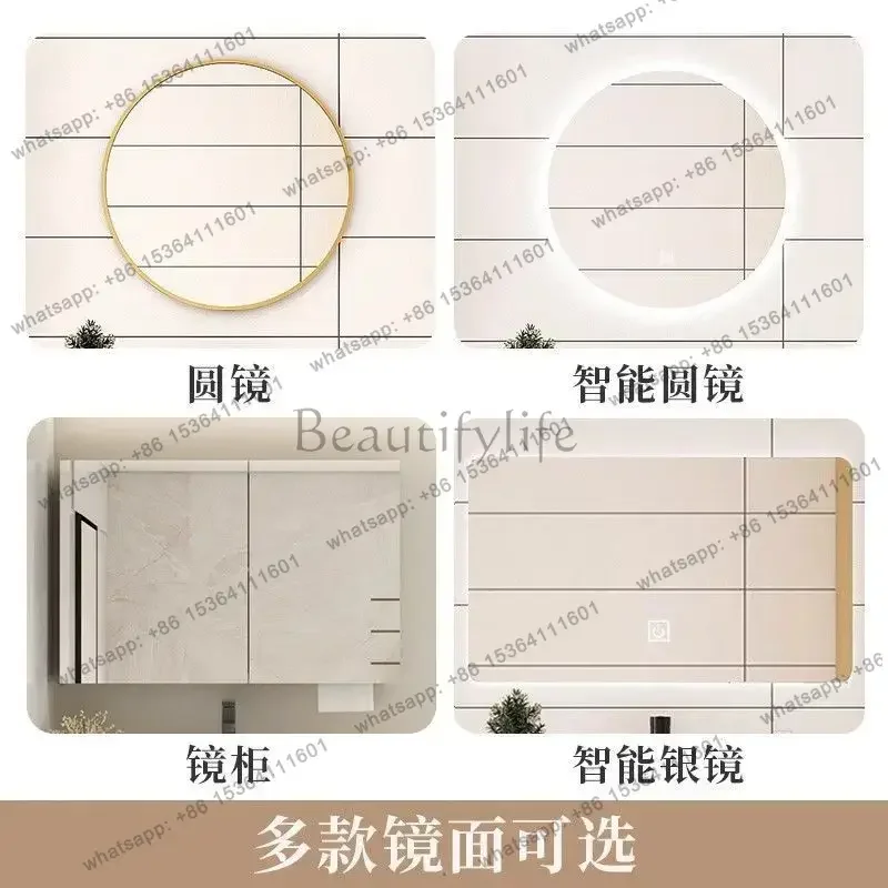 ld Log Bathroom Vanity Ceramic Integrated Washbasin, Modern Design Solid Wood for Small Spaces   Wall-Mounted Feature