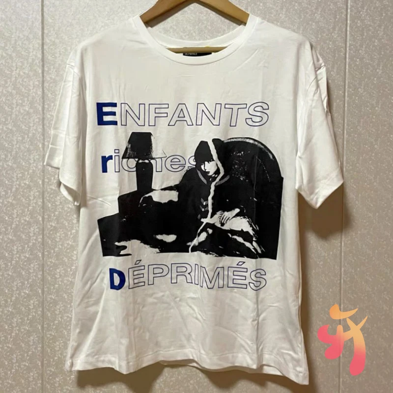 

Anime Printed Enfants Riches Deprimes T-shirt Cotton Hollow Letters Round Neck Short Sleeved Tops Casual Men Women ERD Tshirts