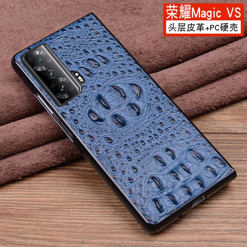 Hot Sales New Luxury Genuinnew Genuine Leather Luxury 3d Crocodile Head Phone Case For Honor Magic Vs Magicv Cover Cases