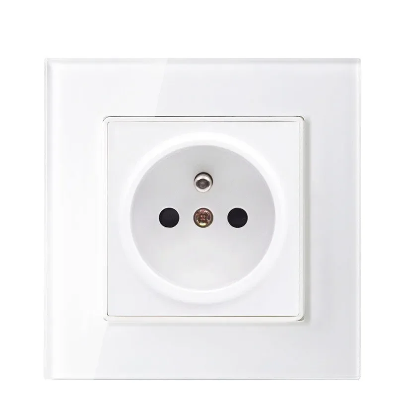 

2019 настенная розетка из хрустального стекла с заземлением, электрическая розетка французского стандарта 16а, 86 мм * 86 мм