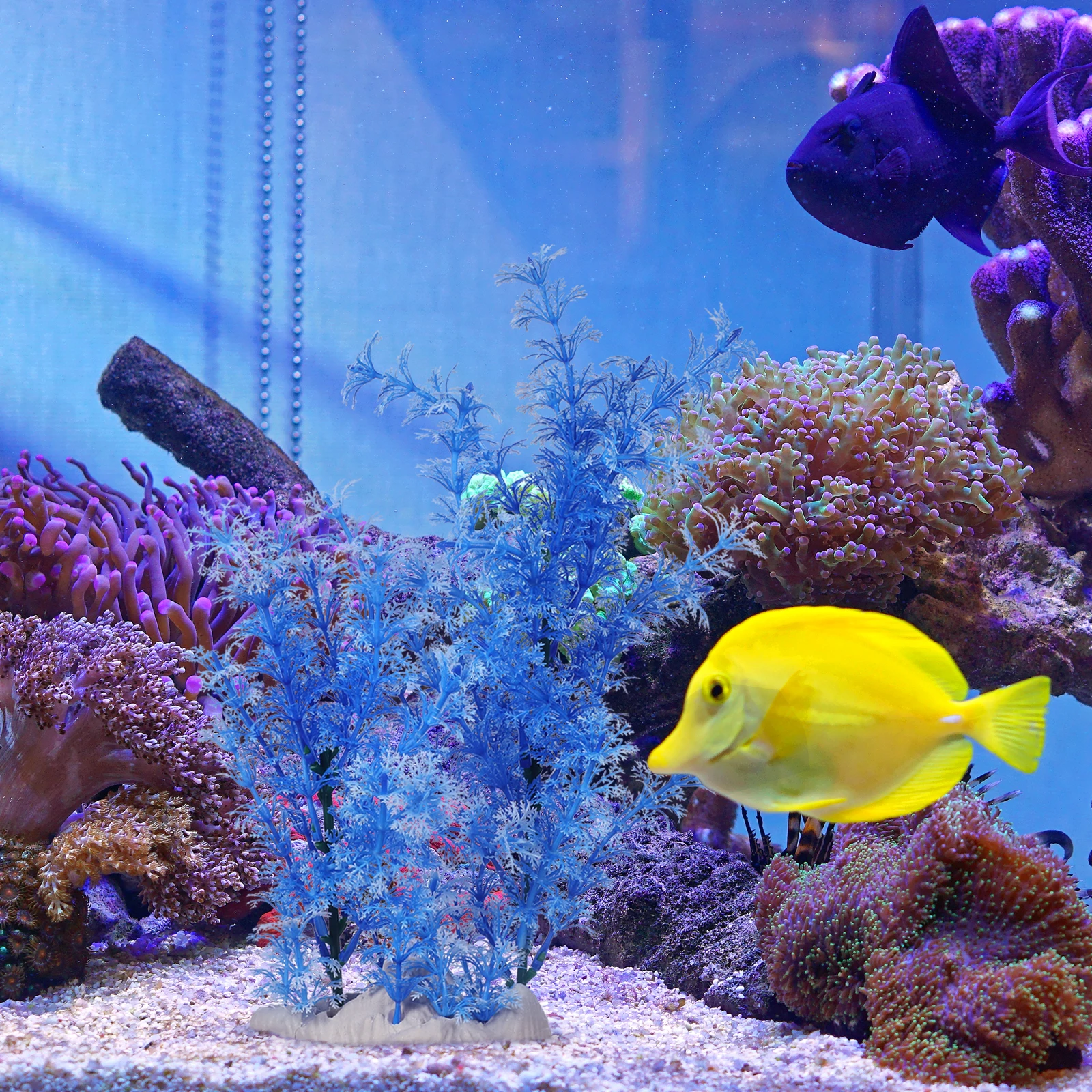 

Large Blue Aquatic Grass Artificial Plants Aquarium Decorations Tall Durable Plastic Safe Fish Tank Underwater Garden Simulation
