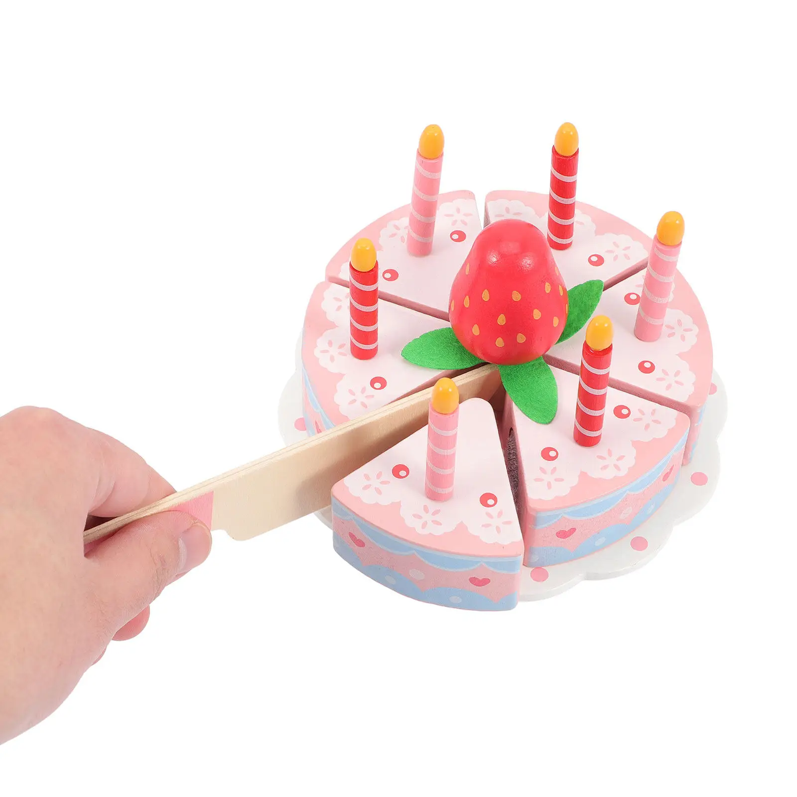 1セットごっこ遊び誕生日ケーキ木製セット鮮やかな色安全キッチンカットケーキ木製おもちゃ
