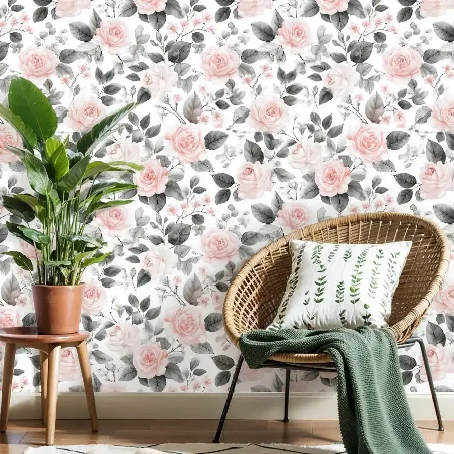 

Мягкие розовые обои с розами 22,83 "X 118" водонепроницаемые обои для гостиной/спальни/ванной комнаты ПВХ стикер на стену