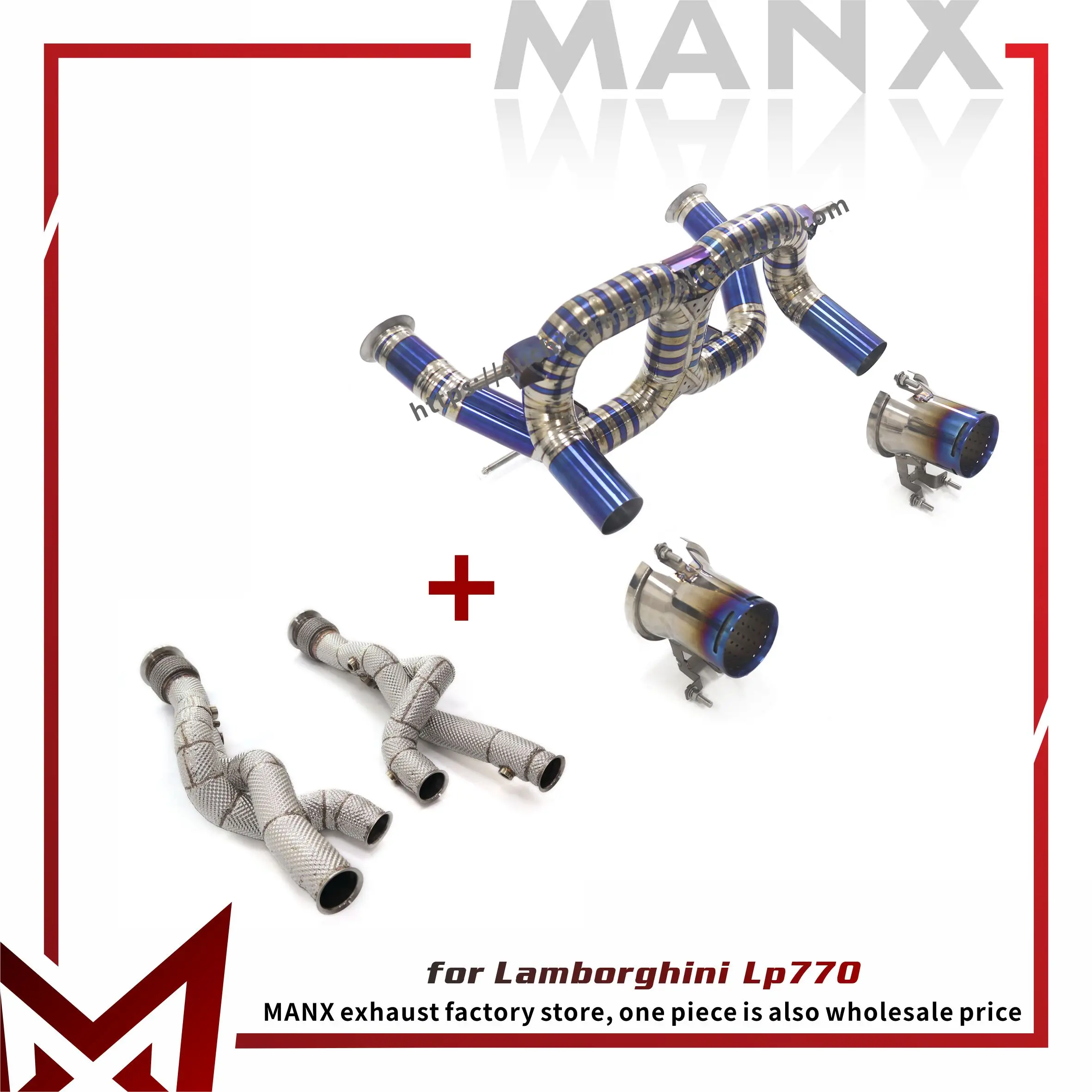 

MANX Exhaust for Lamborghini Aventador SVJ LP770 Ti Catabck without valve Great sounds Downpipe Free upgrade of heat shield
