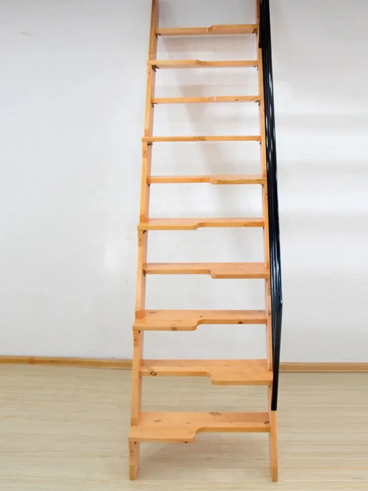 Indoor solid wood loft stairs four steps five or six steps household ladder small space ladder large tread wooden ladder customi