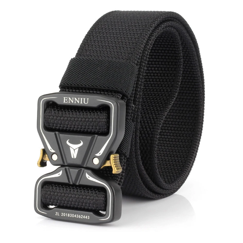 XUHU Tactical Belt Alloy Buckle Quick Release Elastic Belt Casual Nylon Tooling Training Belt Men Trousers Belt