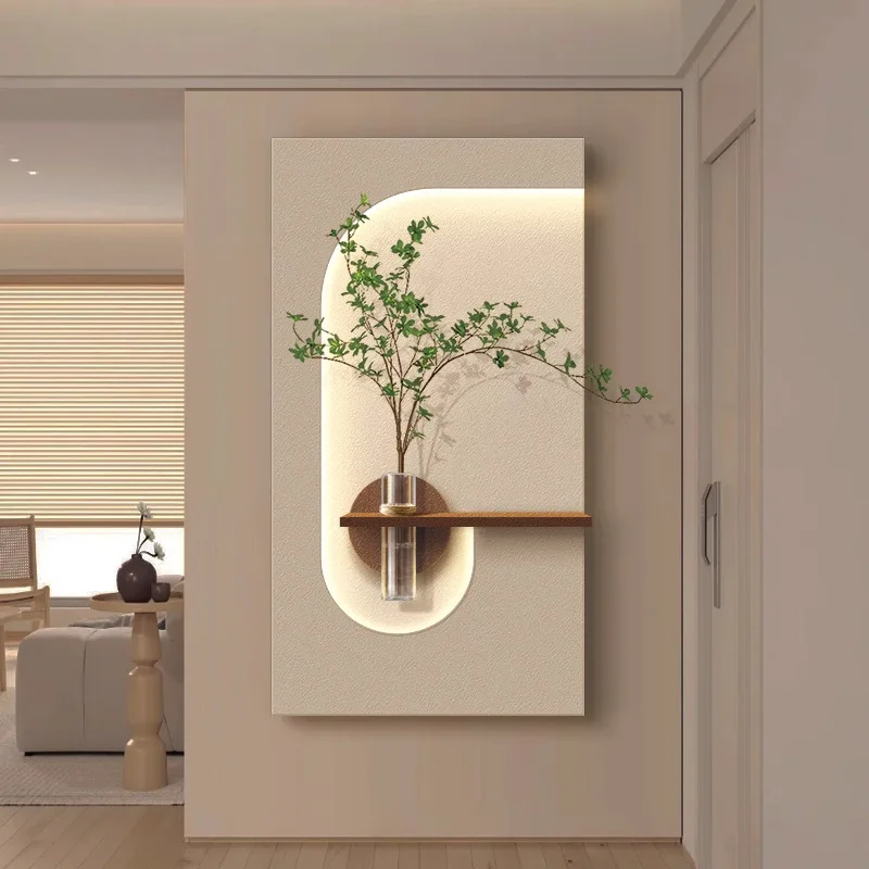 Entrance Decoration Painting Hydroponic Plants Living Room Three-dimensional Hanging Painting Sandstone Wall Lamp Painting Vase