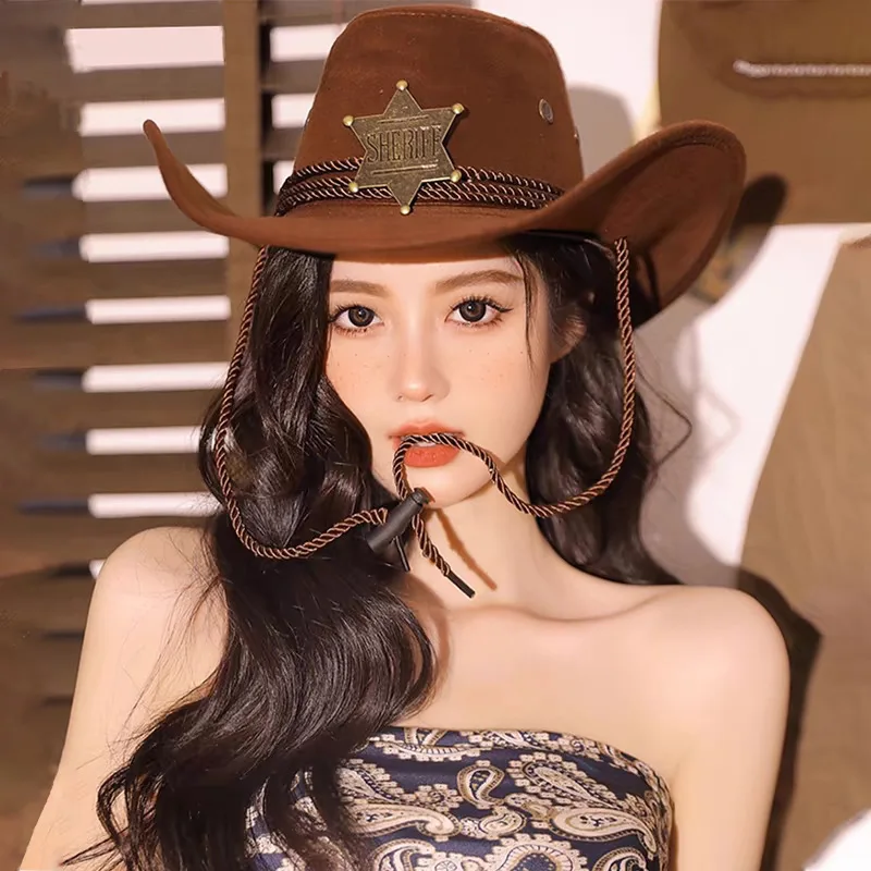Western Hat Breathable Braided Band Cowboy Hat Suede Western Hat Sun Protective For Daily Streetwear Daily Wear Camping