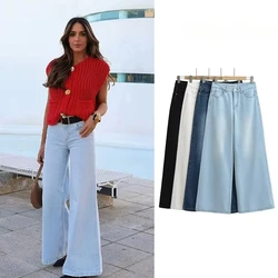 TRAF ZR kadın Denim pantolon Baggy kot Y2k Vintage alevlendi geniş yeni düşük bel artış boy pantolon Harajuku moda kadın pantolon
