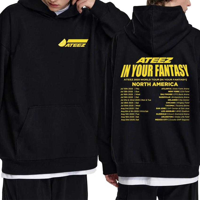 

2025 Korean kpop Ateez In Your Fantasy Tour Double Sided printed pullover Men women fashion Y2k Hoodie Unisex Fleece Sweatshirt