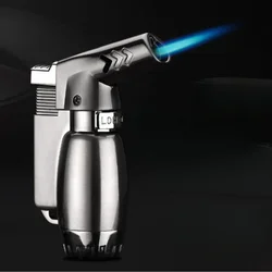 Metal Mini Windproof Jet Blue Flame Butane Gas Torch Lighter Safety Lock Fire Switch Outdoor Portable Cigar Lighters Smoking