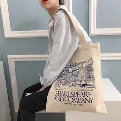 Fashion Canvas Cotton Bag Grocery Handbag Foldable Fabric Tote Bags Portable Shopping Handbags for Woman Cloth Organizer