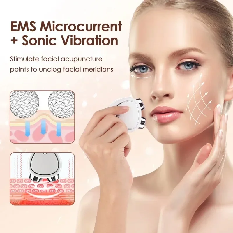 Face Lifting Roller Facial Massager 3d Ems Microcurrent Huidverstrakking Verjonging Anti Rimpel Verminderen Oedeem Schoonheidsverzorging