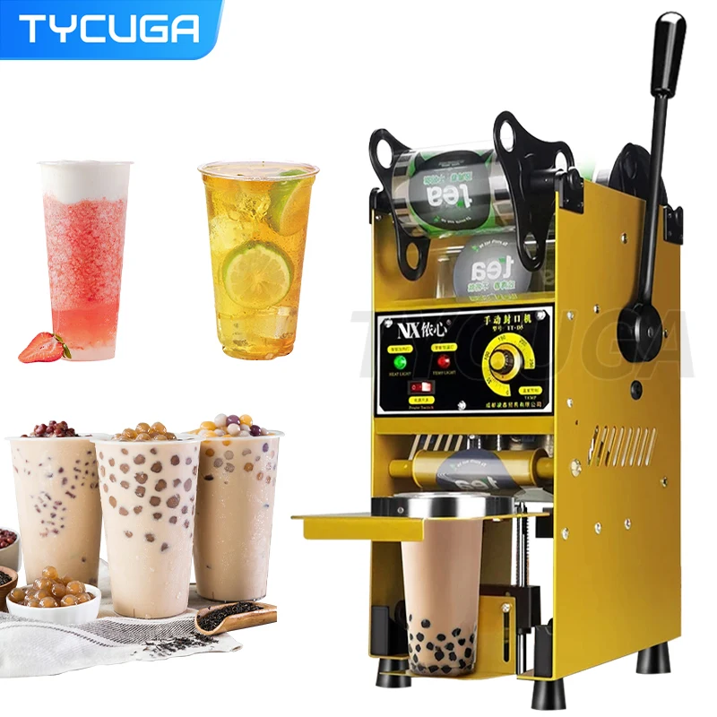 Cup Drink Sealing Machine Milk Tea Shop Sealing Machine Semi-Automatic Commercial Coffee Juice Soy Milk Drink Heat Sealer 220V