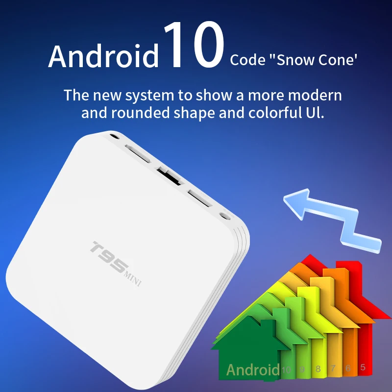 T95 Mini TV Box Android 10 WiFi 2.4Hz 4 k Smart Home Entertainment Media Player Allwinner H313 Quad Core Set-top Box DC 5V/2A