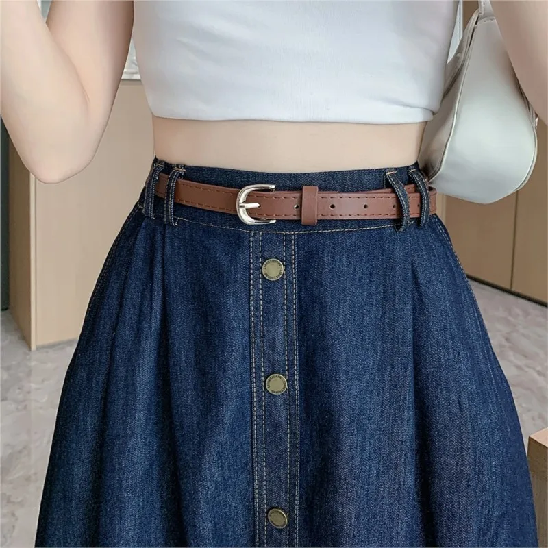 Maxi Long Skirts Women Summer Casual High Waisted Jean Skirt Ladies Splicing A-Line Ruffle Denim Skirt Plus Size 3XL NS5894