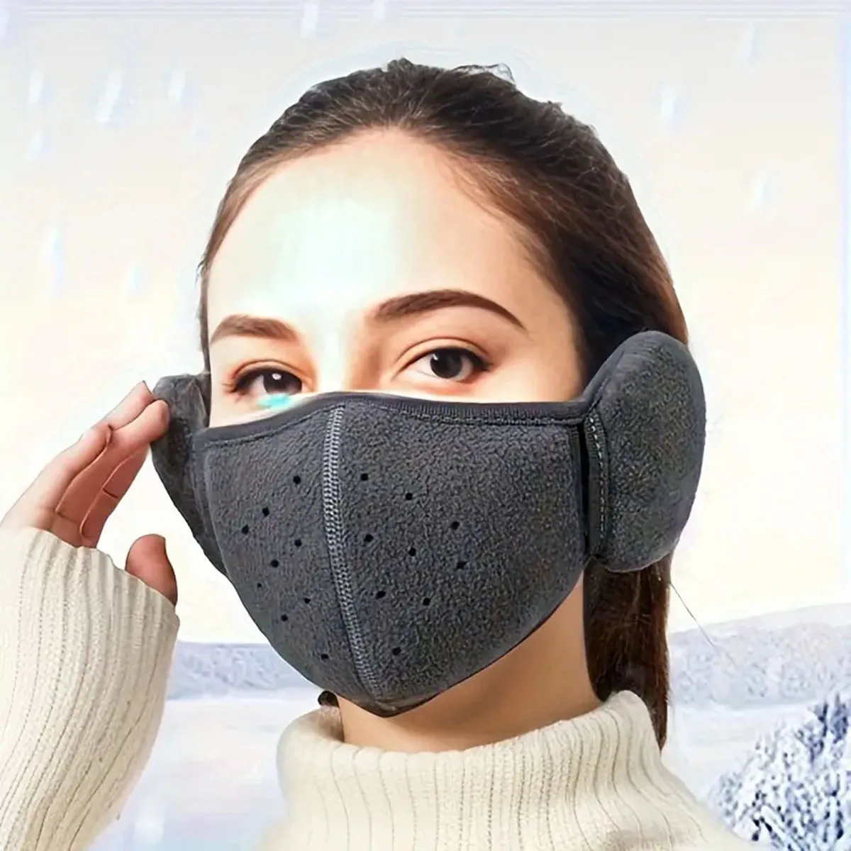 

1pc-Winter Cycling Cold Mask for Men and Women Windproof and Ear Protection 2-in-1 Warm Cotton Thickened Earmuffs