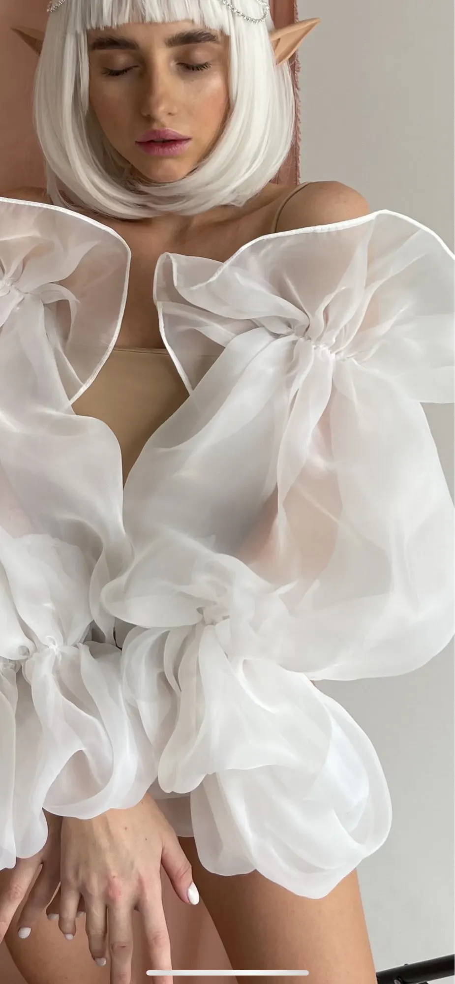 Organza Puffy Sleeve For Wedding Exaggerated Detachable Sleeves Bridal Accessories Handmade Bride Gloves Customize FD03