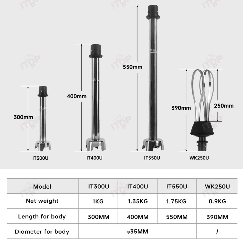 ITOP 850W Blender 550mm Stick Mixer per alimenti ad immersione portatile frullatore commerciale durevole di grande capacità Mixer per Gelato