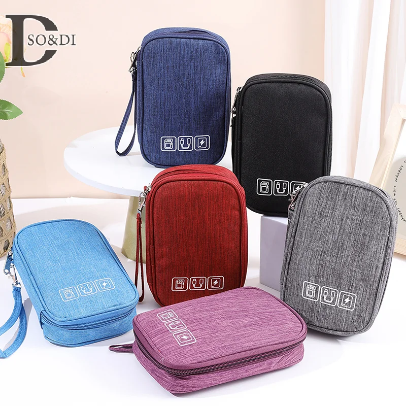 Portable Cable Organizer Storage Bag For Power Bank Digital Cable Case Earphone Oxford Cloth Earphone Holder Case