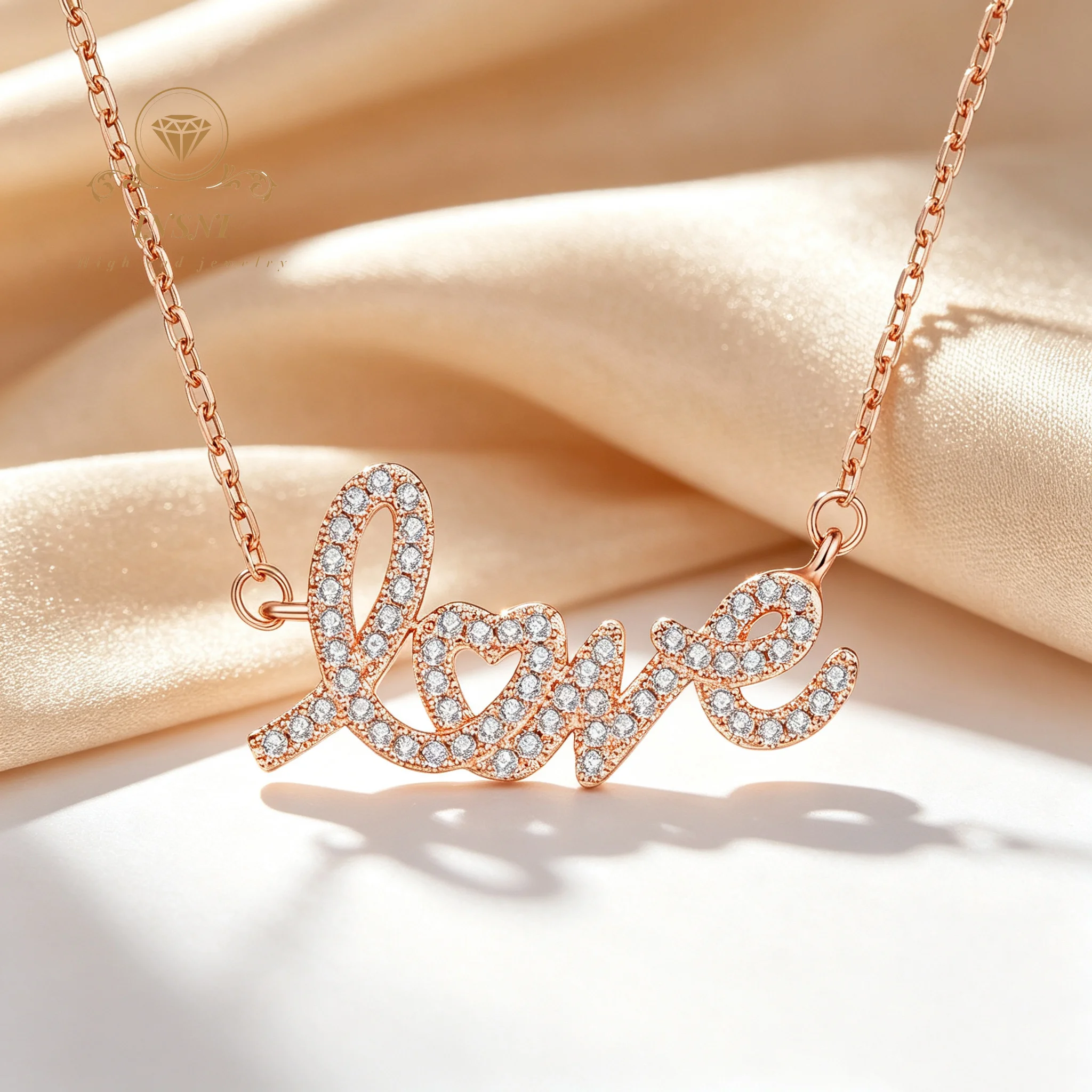 Affordable Luxury Jewelry Versatile Choker Necklace Moissanite S925 Sterling Silver Full Diamond "love" Letter Pendant for Women