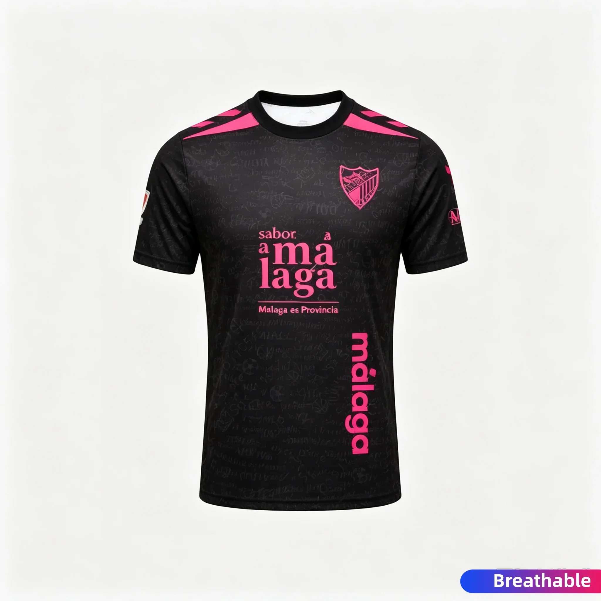 2026-27 Neues 3D-Druck Erwachsenen Malaga Schnelltrocknendes Fußball-T-Shirt für Männer und Frauen, Atmungsaktiv, Lässig, Drittes Trikot, Eltern-Kind – Detail 1