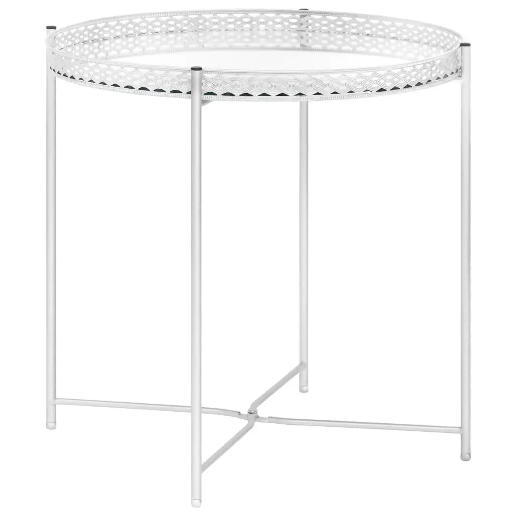 15.7x15.7x16.1 Silver Glass Side Table - Modern Accent Furniture for Living Room