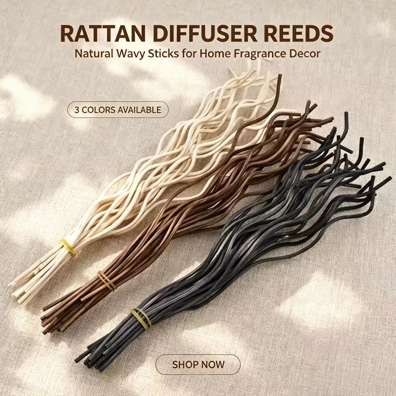 20 Unidades de Varetas Difusoras Longas Onduladas de Rattan para Reposição de Difusor de Fragrância, Acessório para Aromatizador de Ambiente e Casa