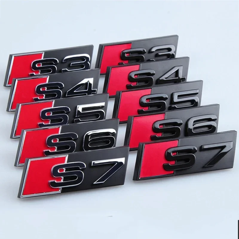 ABS Car Front Grille Emblem Badge Decoration for Audi Sline S2 S3 S4 S5 S7 S6 S8 RS3 RS4 RS5 SQ5 SQ7 A1 A4 A6 Q4 Quattro TTS