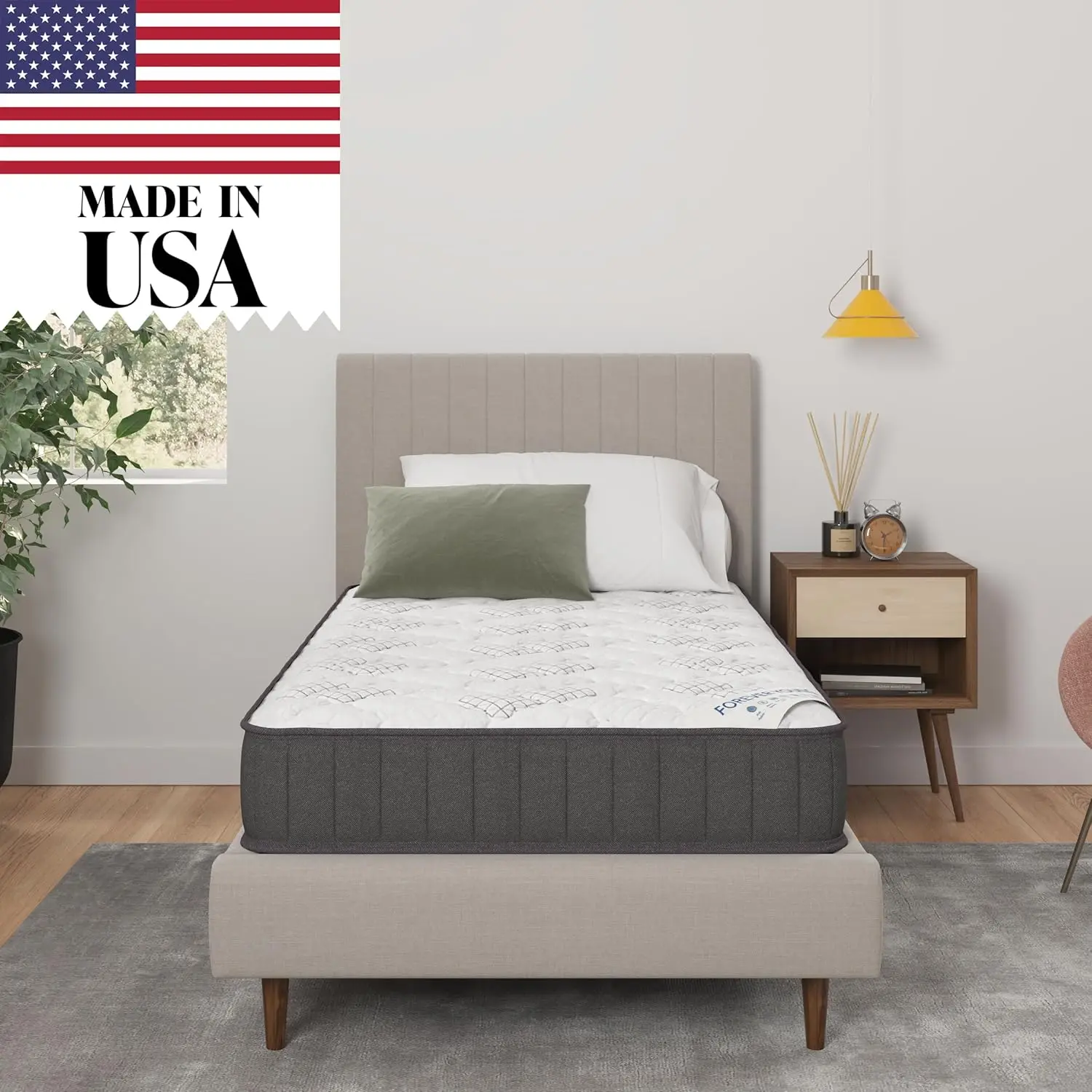 

Ottomanson 9" Twin Mattress in a Box Made in USA, Firm Mattress, Hybrid Mattress Cool Improved Airflow with Edge to Edge Pocket