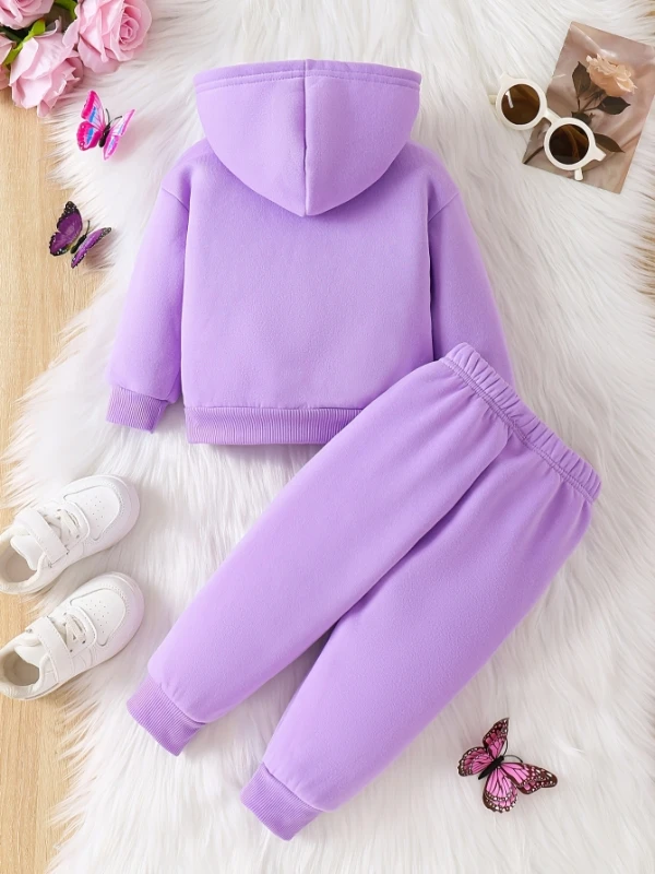 ربيع الخريف طفلة الكرتون طباعة مقنعين الصوف طويلة الأكمام البلوز والسراويل لطيف قطعتين مجموعة للأطفال الصغار #3