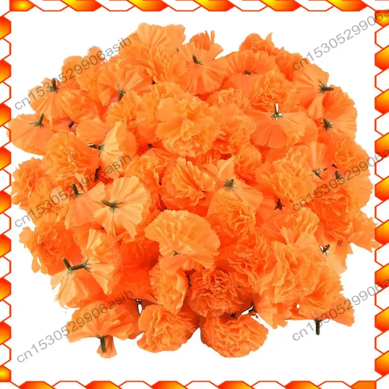 -AT52 메리골드 꽃 머리 대량, 100Pcs 화환 공예품을 위한 인공 꽃 머리, 실크 메리골드 가짜 꽃, 오렌지