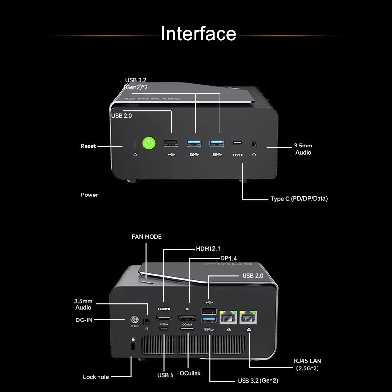 GMKtec K12 Mini PC Gaming AMD Ryzen 7 H 255  Mini Desktop Computers with Radeon 780M Graphics 4mn AI Chip - Dual 2.5GbE NIC LAN