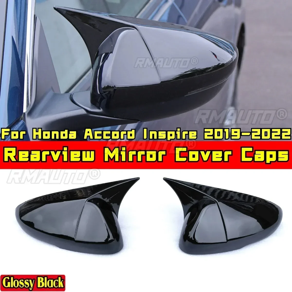 Inspire Rearview Mirror Cover Caps Glossy Black Wing Mirror Caps Body Kit For Honda Accord Inspire 2019-2022 Car Accessories