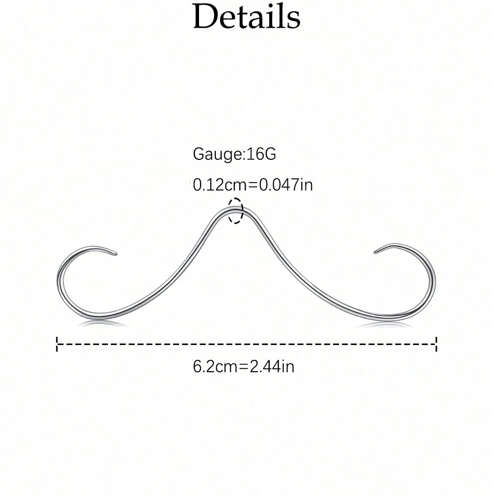 Mustache Septum Ring Septum Mustache Nose Ring Piercing Jewelry Stainless Steel Septum Piercing Hanger Halloween Party Cosplay