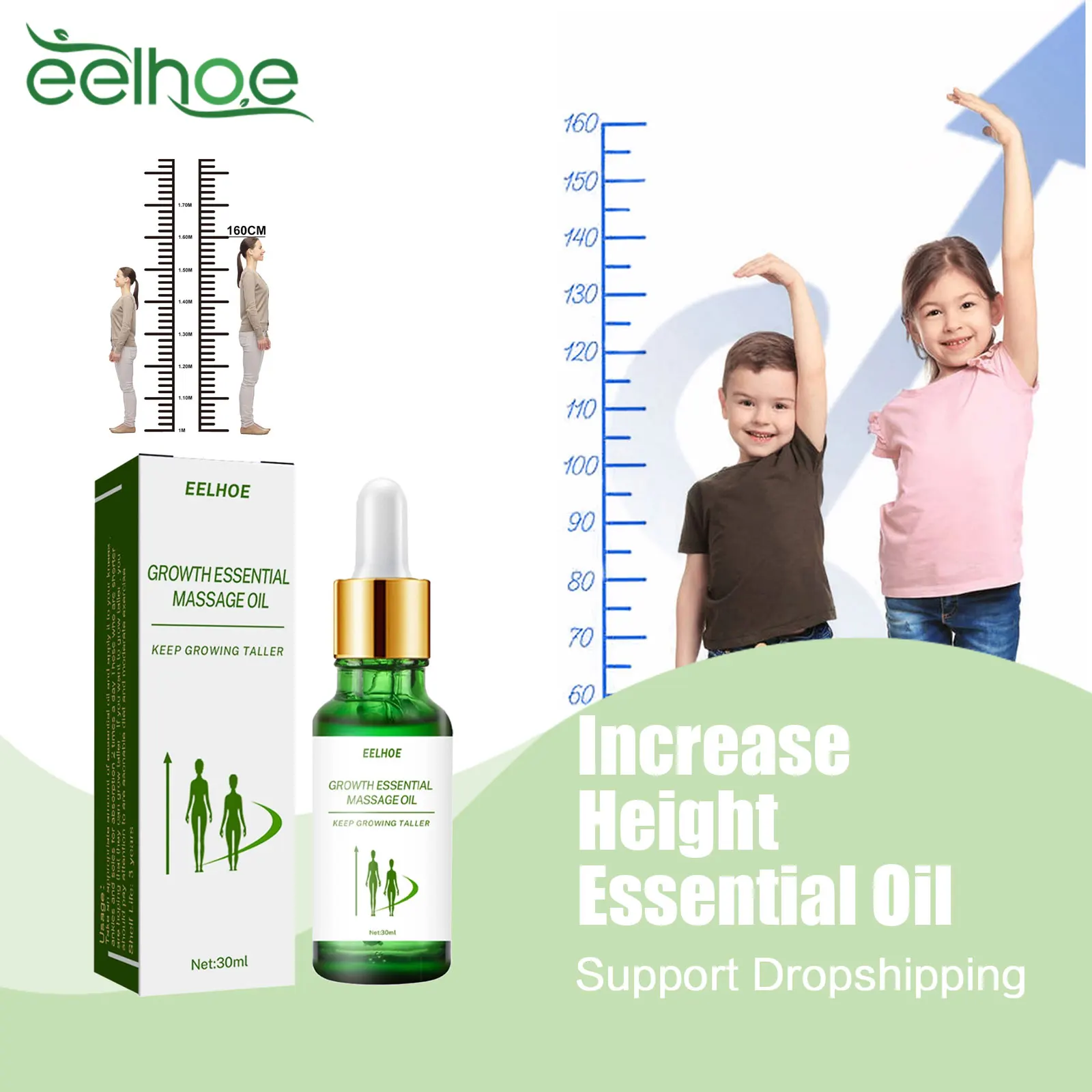 

EELHOE Increase Height Essential Oil Conditioning Body Taller Acupoint Stimulation Promote Bone Grow Height Growth Essential Oil