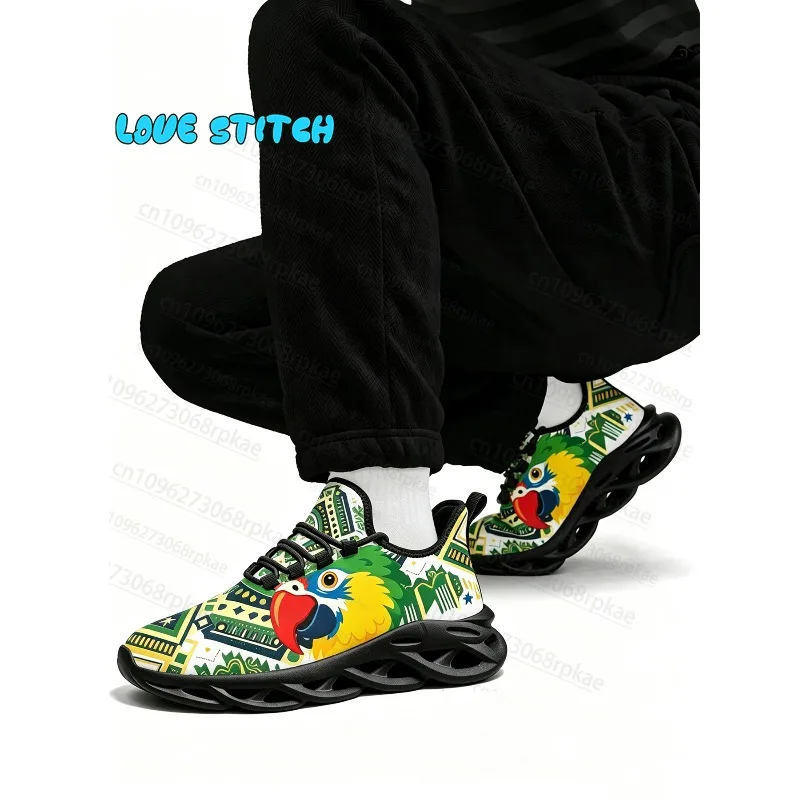 Unique Bohemian Style Brazil Parrot Adult Shoes Unisex Hollow Wave Cushion Sole Lightweight Wear-resistant Mesh Footwear