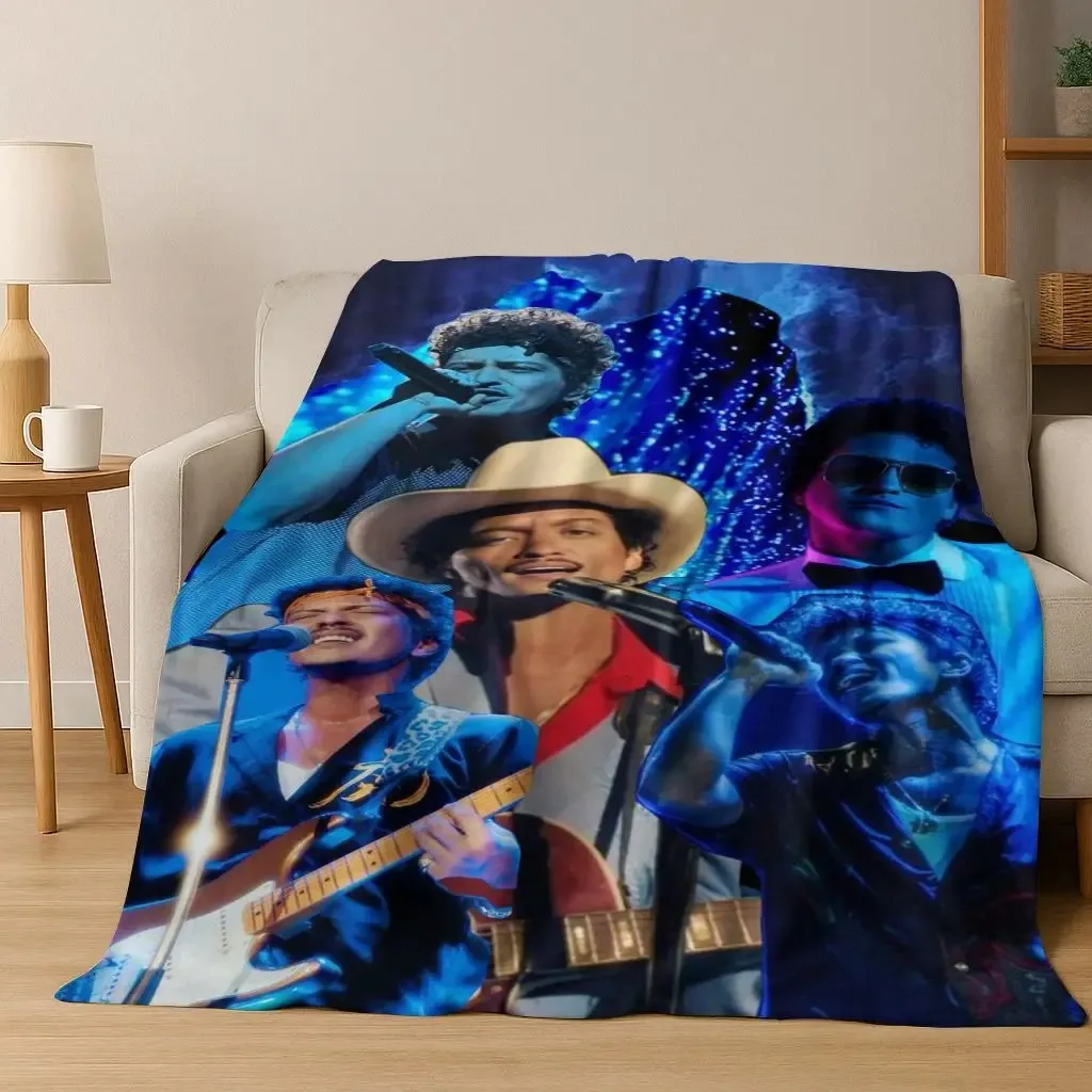 Bruno Mars Superstar Art Flannel Blanket,Cozy Soft Throw Blanket for Home Bedroom Bed Sofa Picnic Office Cover Gift Kid