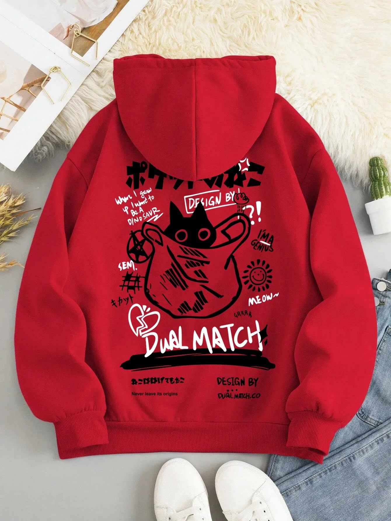 Japan Style Black Cat Hoodie Men Women Outdoor Street Casual Fashion Sport Cartoon Longsleeve Adult Autumn Winter Sweatshirt Top - Image 3