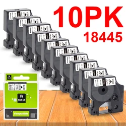 10Pcs 18445 Compatible Dymo Rhino Vinyl Tape 18445 19mm Black on White Label Tape for Dymo Rhino 4200 5000 5200 6000 Label Maker