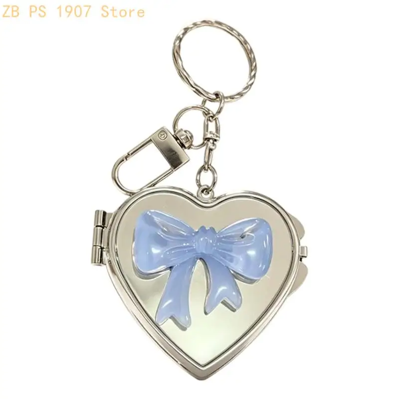 Front Detail Heart Mirror Keychain for Bags, Keys, and Quick Checks 55KA