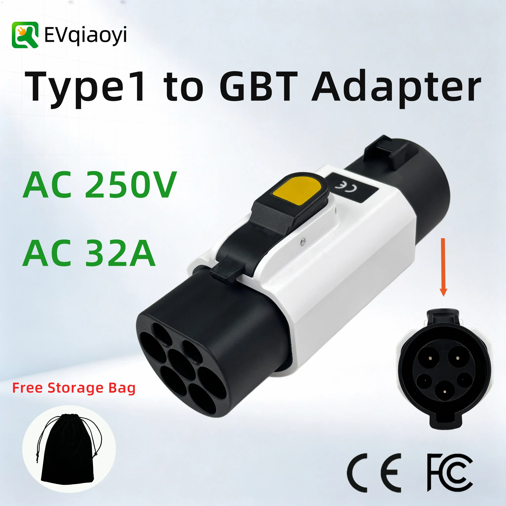 Type1 to GBT Adapter AC 7KW SAE J1772 EV Charging Tipo1 a GBT Adaptador with lock Chinese Standard EVs