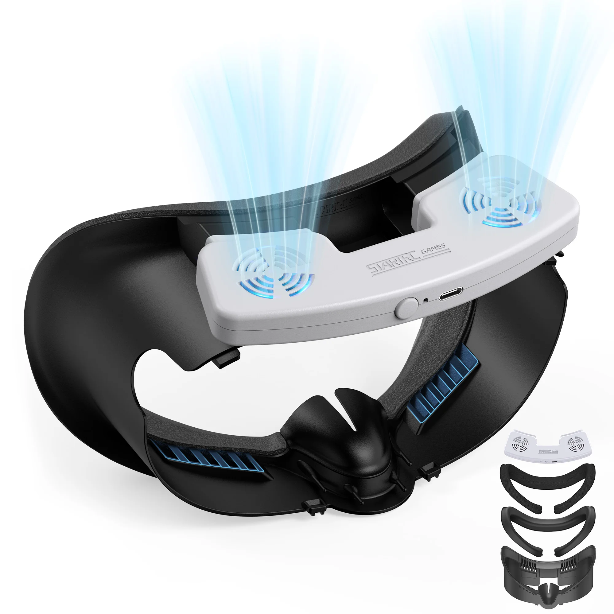 

Facial Interface Cooling Fan for Meta Quest 3, Breathable Ice Silk Cotton and PU Leather Face Pad Compatible with Oculus Quest 3