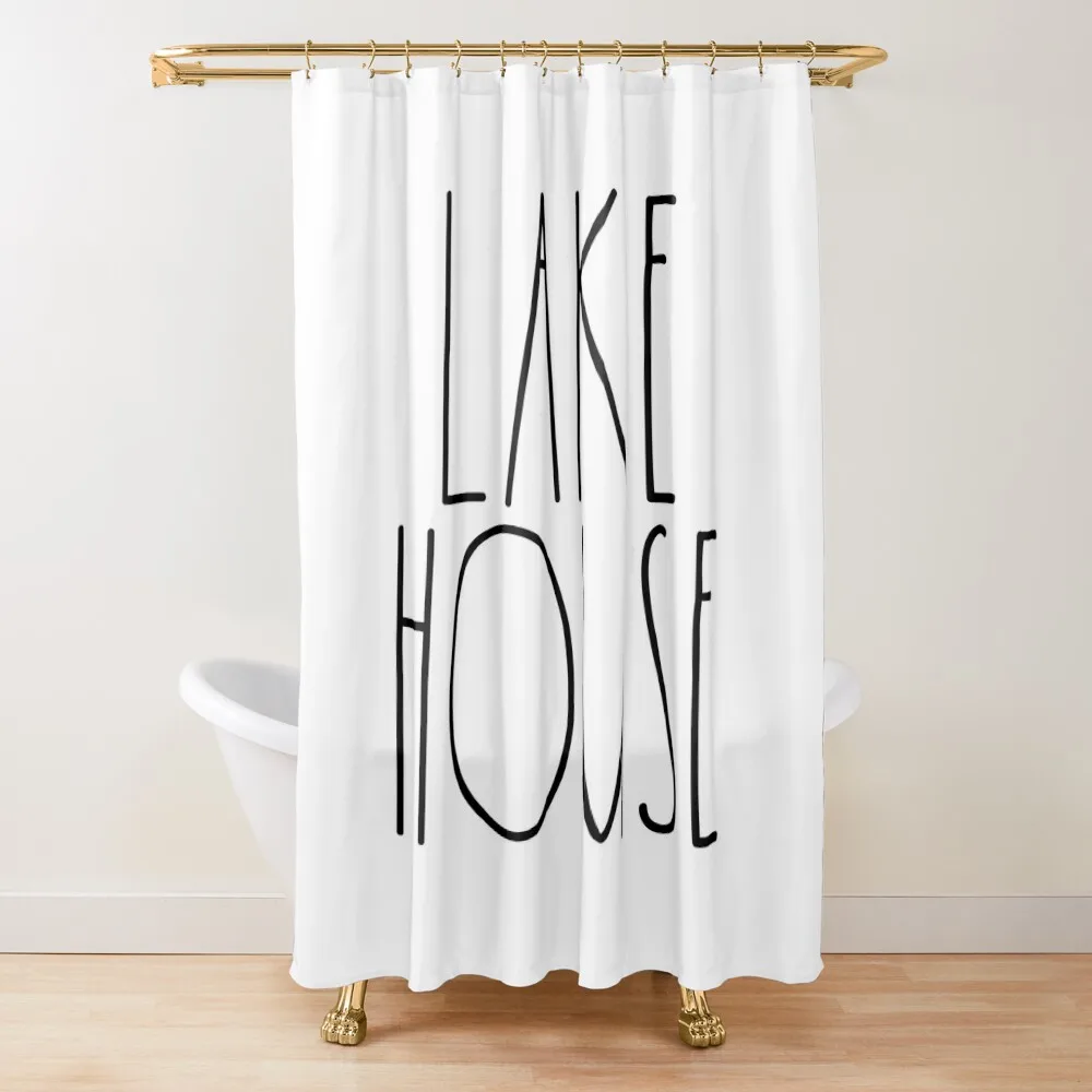 

Lake House Rae Dunn Inspired Farmhouse Shower Curtain Bathroom Deco Washable Waterproof Fabric Shower Shower Bathroom Curtain