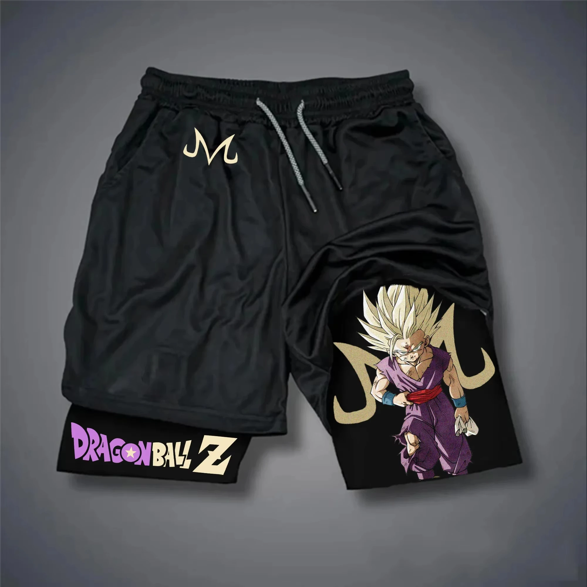 

Dragon Ball GOKU Printed Double Layer Shorts Bandai Loose Men's and Women's Summer Sweating Breathable Sports Shorts