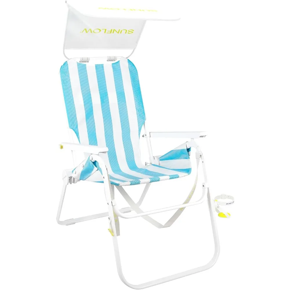 

The Tall Sand Dune Premium Beach Chair, Portable, Rust-Resistant, Adjustable Reclining Lounger with UPF 50+ Sun Shade and Drink