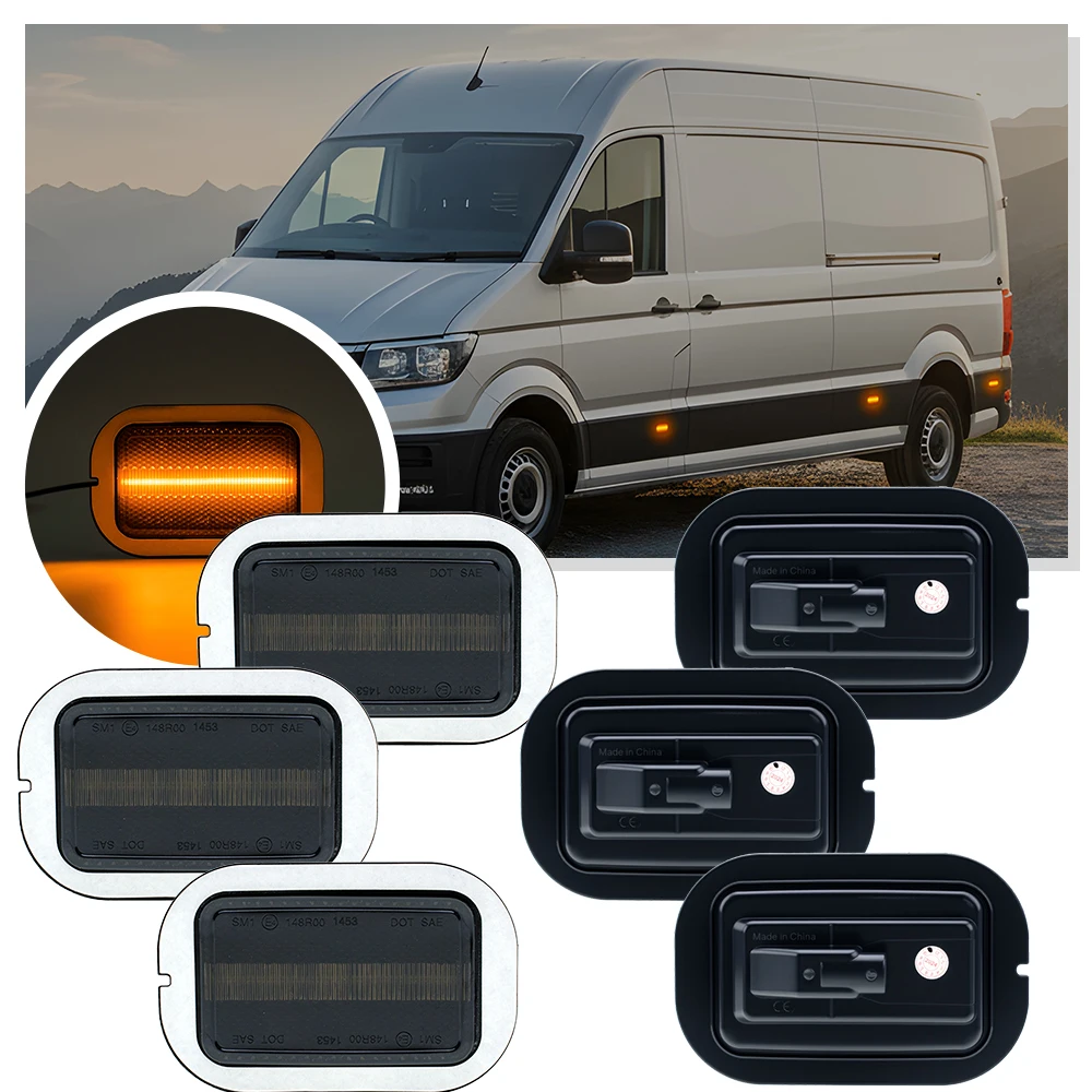 

Для VW Crafter SY/SZ 2017-2025 e-Crafter MAN TGE 2017-2025 светодиодные дымчатые линзы, боковые габаритные огни, боковые габаритные огни