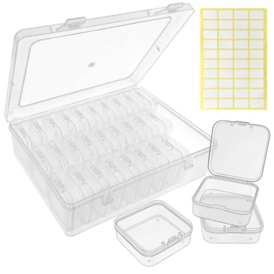 

Bead Organizer Box - 30 Individual Small Clear Plastic Bead Organizers and Storage with Hinged Lid for Diamond Painting Seeds a