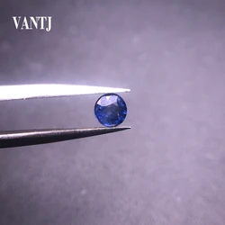 VANTJ Natural Blue Sapphire Loose Gemstone Round 4/5mm Gems for Silver Gold Mounting DIY Jewelry